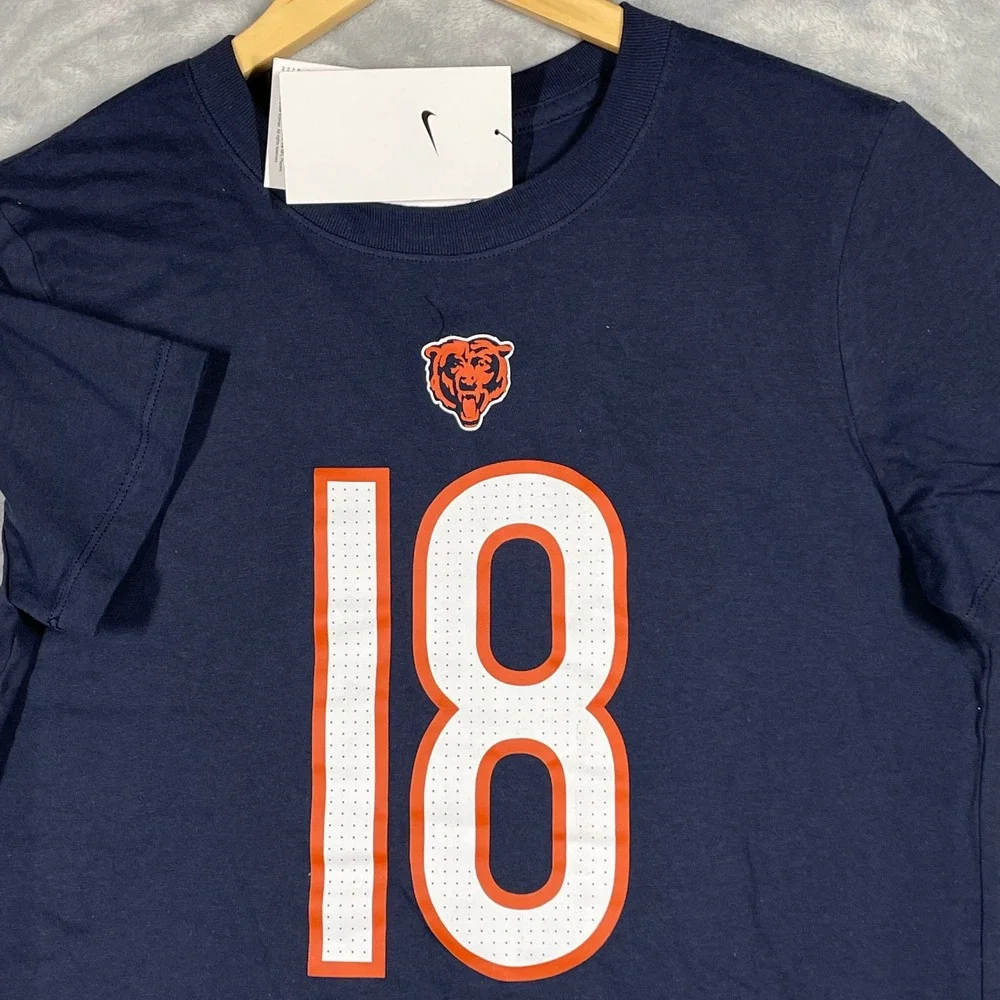 Nike Chicago Bears Caleb Williams 18 Womens Navy Blue NFL T-Shirt S NEW